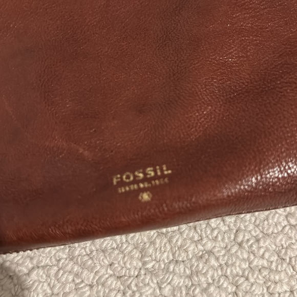 Fossil Cognac Leather Expandable Crossbody Shoulder Bag/Purse - Picture 3 of 10